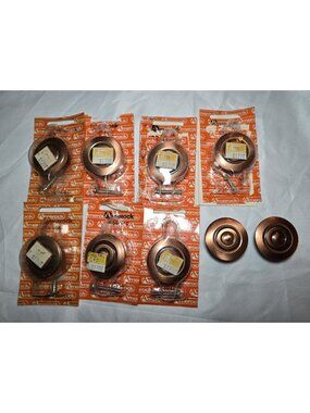 9 VTG Amerock Colonnade Antique Copper 1  1/2" Round Cabinet Knob T-594 MCM
